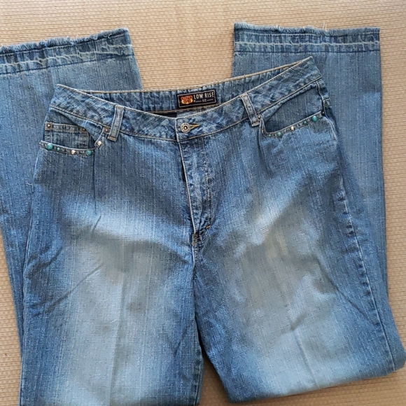 Turquoise/stud accented jeans Size 16 low rise EUC - Picture 2 of 13